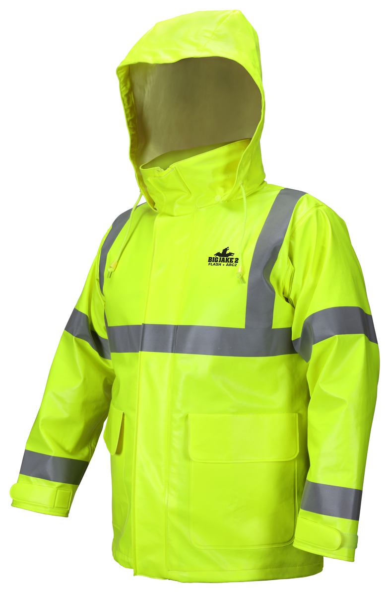 Big Jake 2 Rainwear PVC / Nomex®  Flame Resistant Jacket ANSI Class 3 High Visibility Standard HRC2 / CAT2, Arc Rating - ATPV 11 cal / cm2