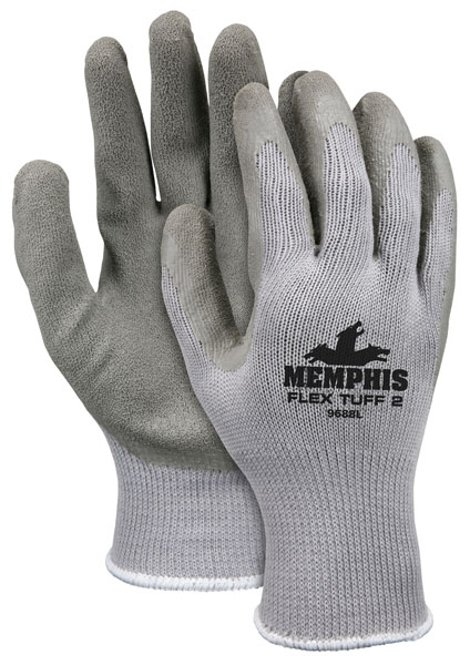 9688 - Memphis Flex Tuff® II, 10 Gauge Cotton/Polyester Shell, Latex Palm & Fingertips, Knit Wrist