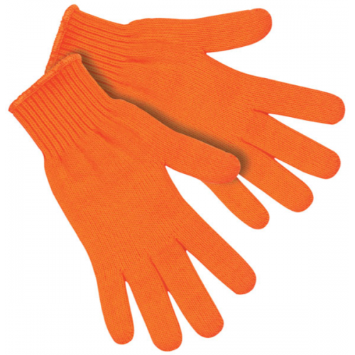 9617LM - Regular weight string knit gloves, 100% orange acrylic material